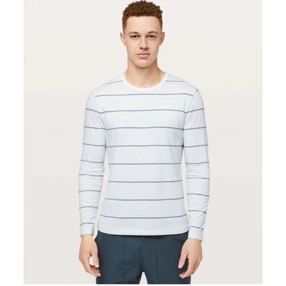 Lululemon 5 Year Basic Long Sleeve White Stripe M - Picture 3 of 7